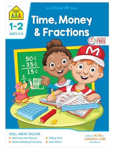 School Zone Time, Money & Fractions Workbook cover