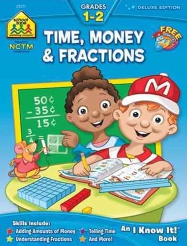 School Zone Time, Money & Fractions Workbook cover